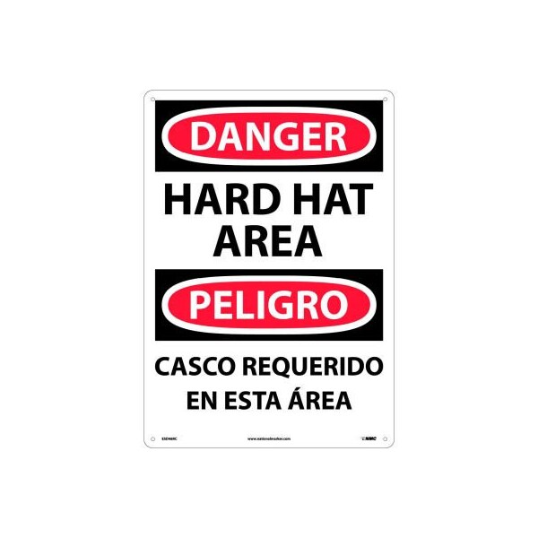 Bilingual Plastic Sign - Danger Hard Hat Area